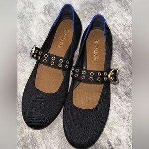 Rothy's Black Flats with Gold Accents